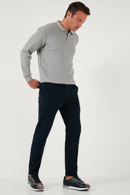 Buratti Streç Pamuklu Slim Fit Normal Bel Boru Paça Erkek Pantolon 674003 LACİVERT