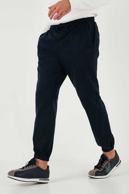 Buratti Streç Pamuklu Regular Fit Lastikli Paça Jogger Erkek Pantolon 674004 LACİVERT