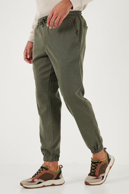 Buratti Streç Pamuklu Regular Fit Lastikli Paça Jogger Erkek Pantolon 674004 HAKİ