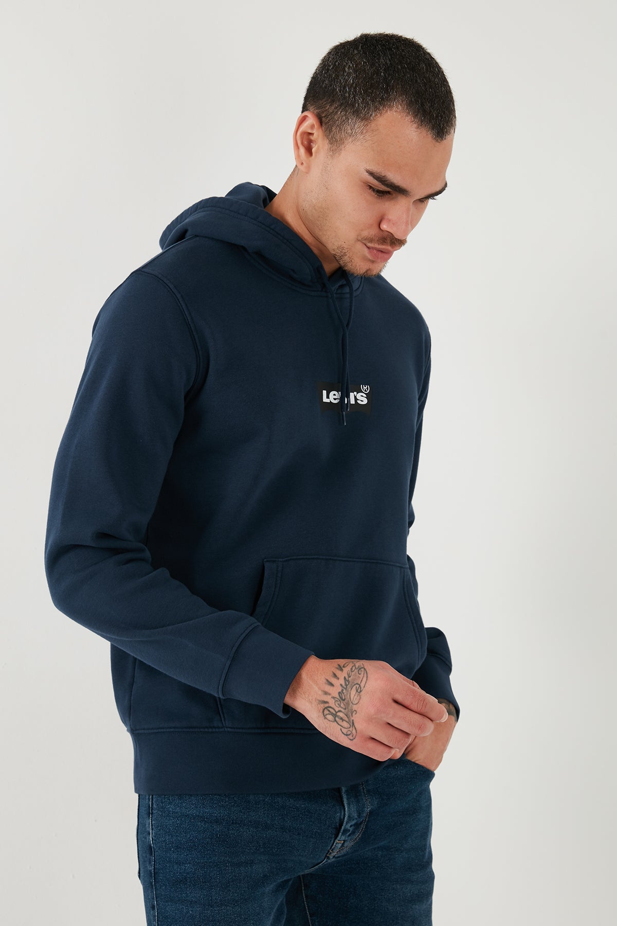 Levi's Pamuklu Regular Fit Kapüşonlu Logolu Erkek Sweat A2410-0011 İNDİGO