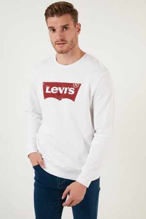 Levi's Pamuklu Regular Fit Bisiklet Yaka Erkek Sweat A4911-0001 BEYAZ