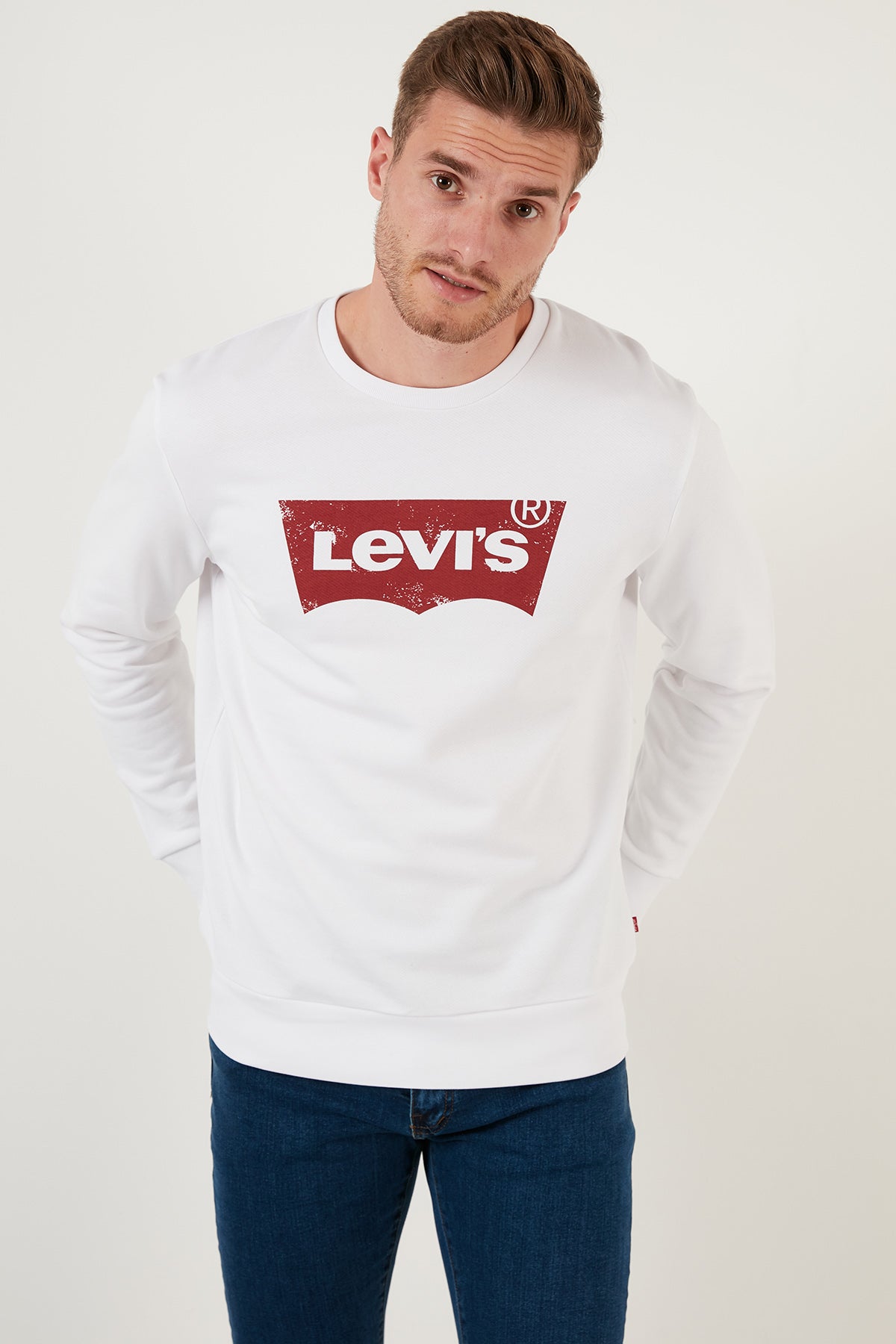 Levi's Pamuklu Regular Fit Bisiklet Yaka Erkek Sweat A4911-0001 BEYAZ