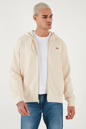 Levi's Pamuklu Regular Fit Kapüşonlu Fermuarlı Erkek Sweat A7770-0002 KREM