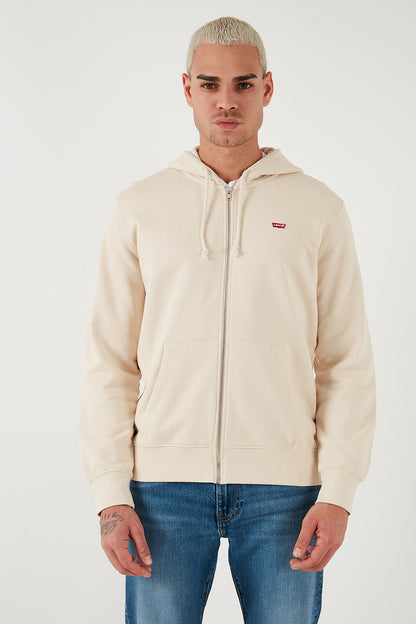 Levi's Pamuklu Regular Fit Kapüşonlu Fermuarlı Erkek Sweat A7770-0002 KREM