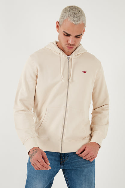 Levi's Pamuklu Regular Fit Kapüşonlu Fermuarlı Erkek Sweat A7770-0002 KREM