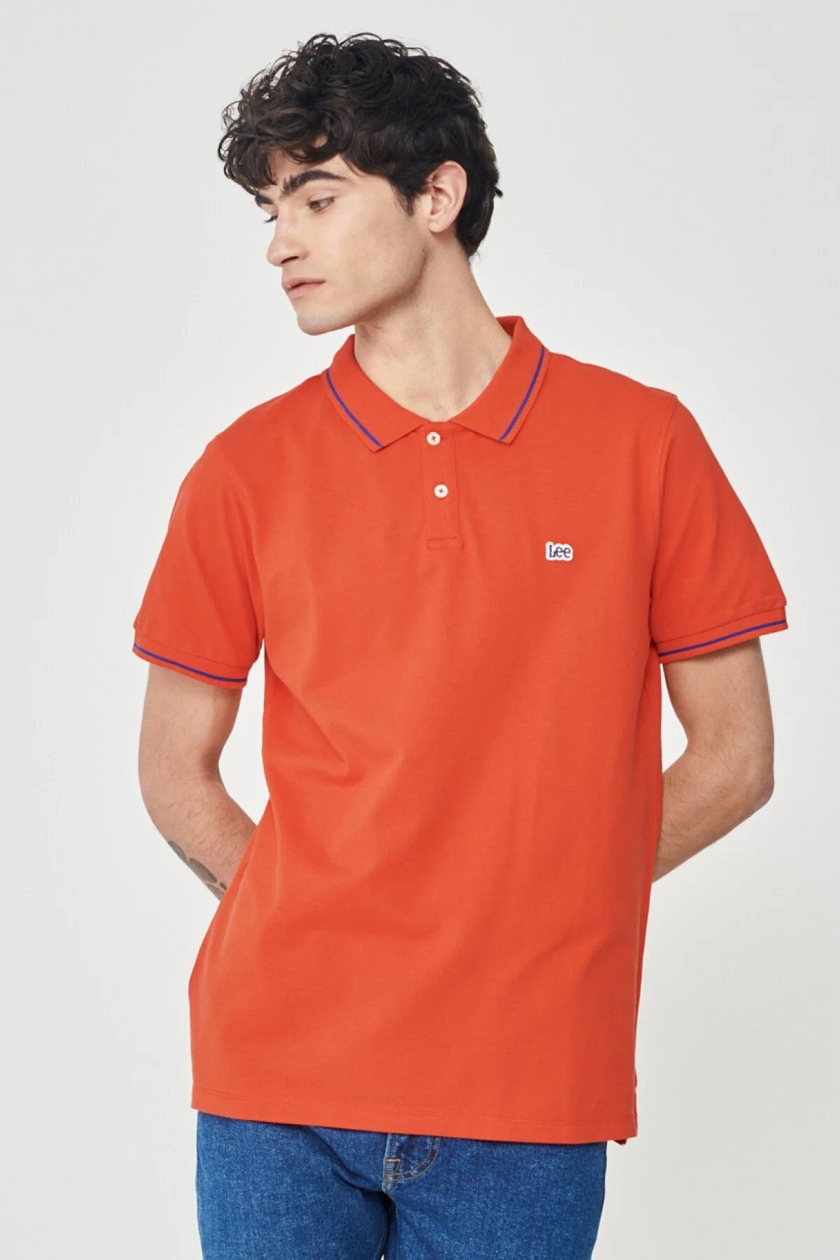 Lee % 100 Pamuk Slim Fit Düğmeli Erkek Polo T Shirt L61ARLQM KIRMIZI