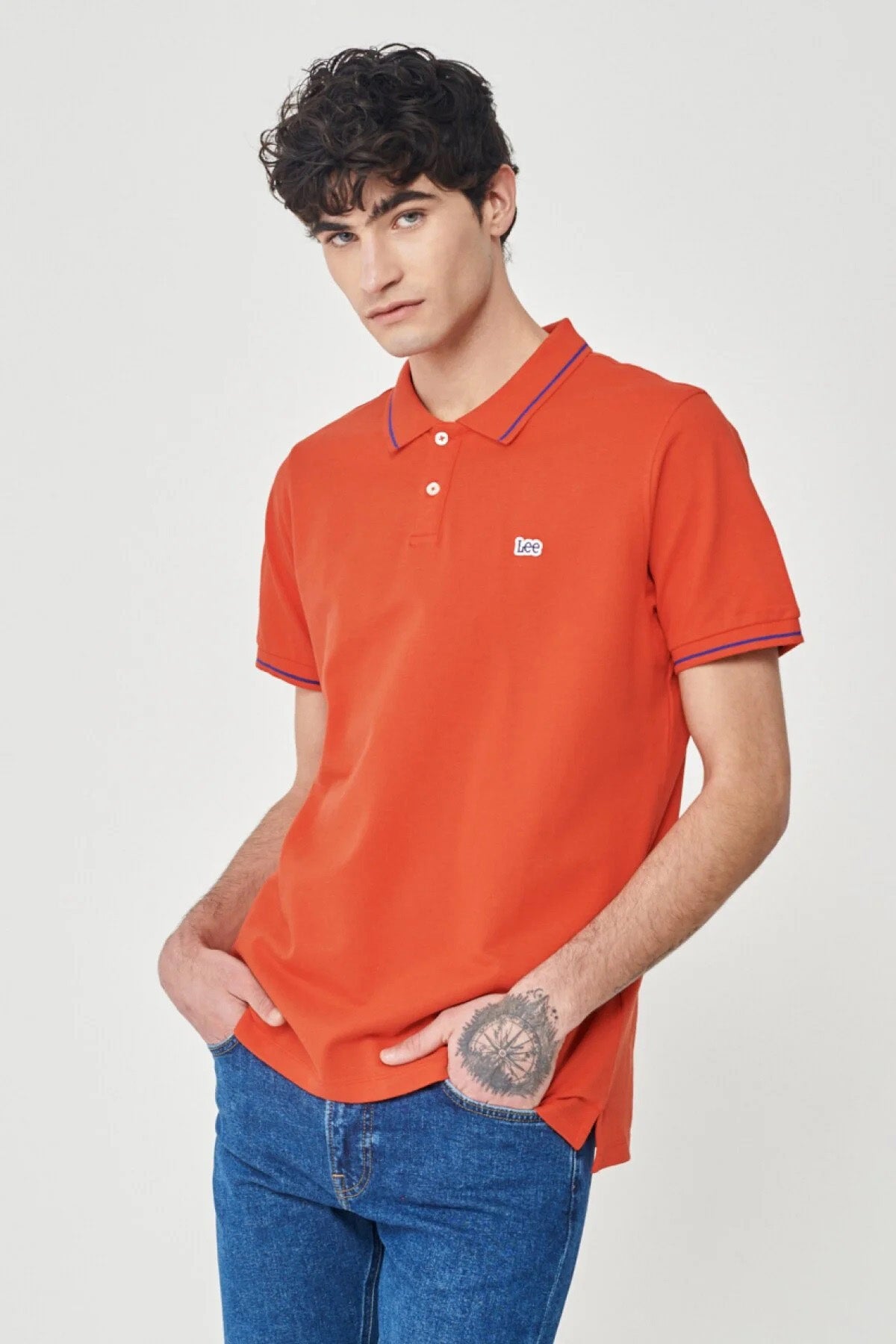 Lee % 100 Pamuk Slim Fit Düğmeli Erkek Polo T Shirt L61ARLQM KIRMIZI