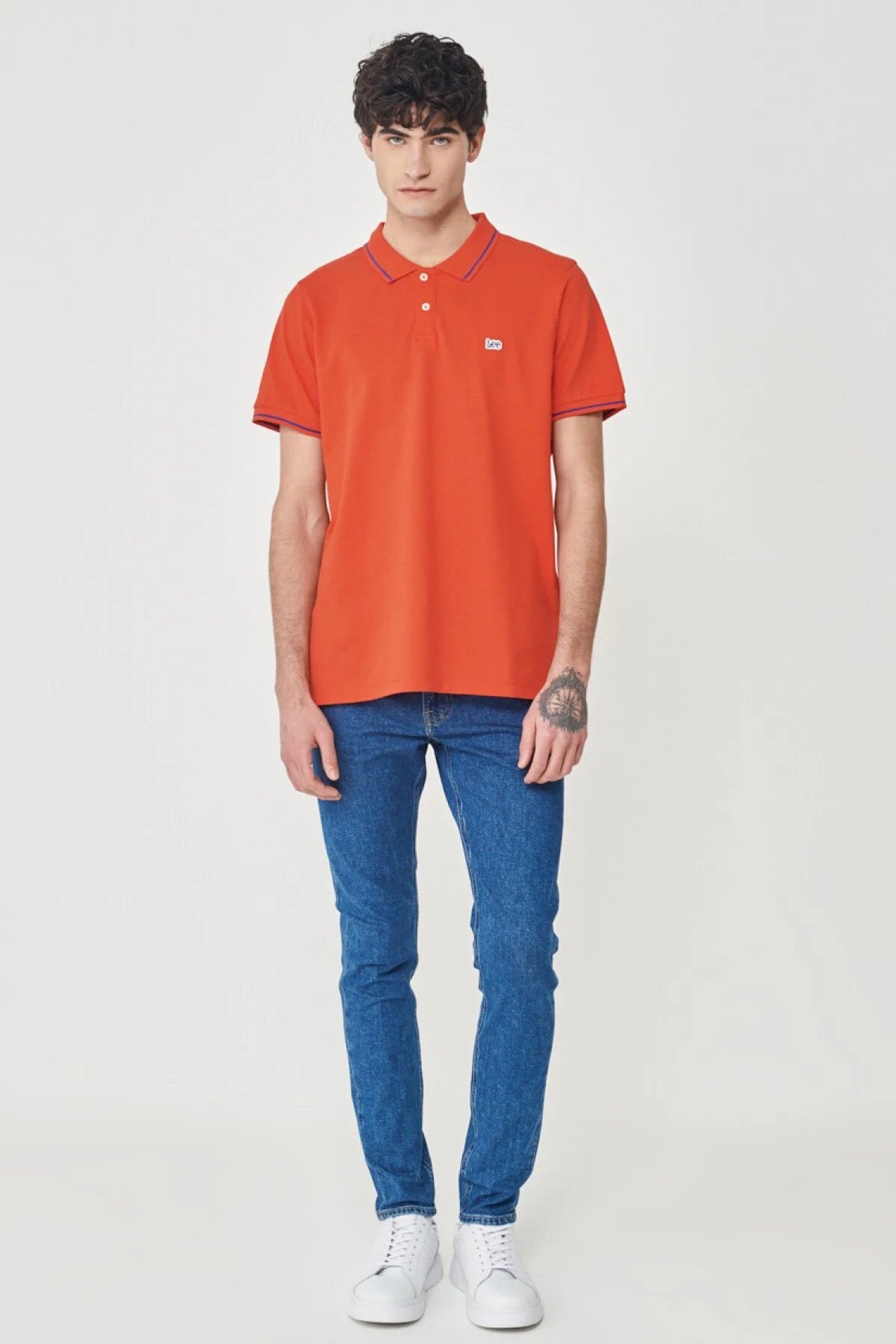 Lee % 100 Pamuk Slim Fit Düğmeli Erkek Polo T Shirt L61ARLQM KIRMIZI