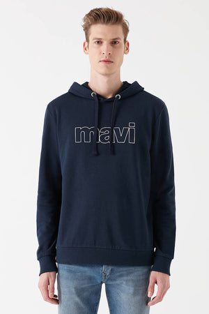 Mavi Baskılı Regular Fit Kapüşonlu Erkek Sweat 065606-28417 KOYU LACIVERT