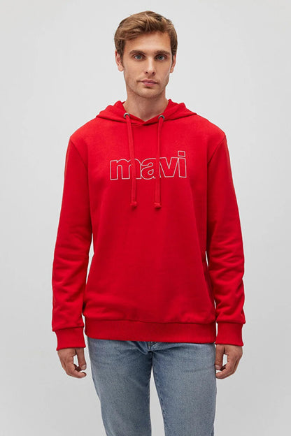 Mavi % 100 Pamuk Regular Fit Kapüşonlu Erkek Sweat 065606-82054 KIRMIZI