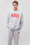 Mavi Logo Baskılı Şardonlu Oversize Fit Kapüşonlu Erkek Sweat 067149-85438 AÇIK GRİ