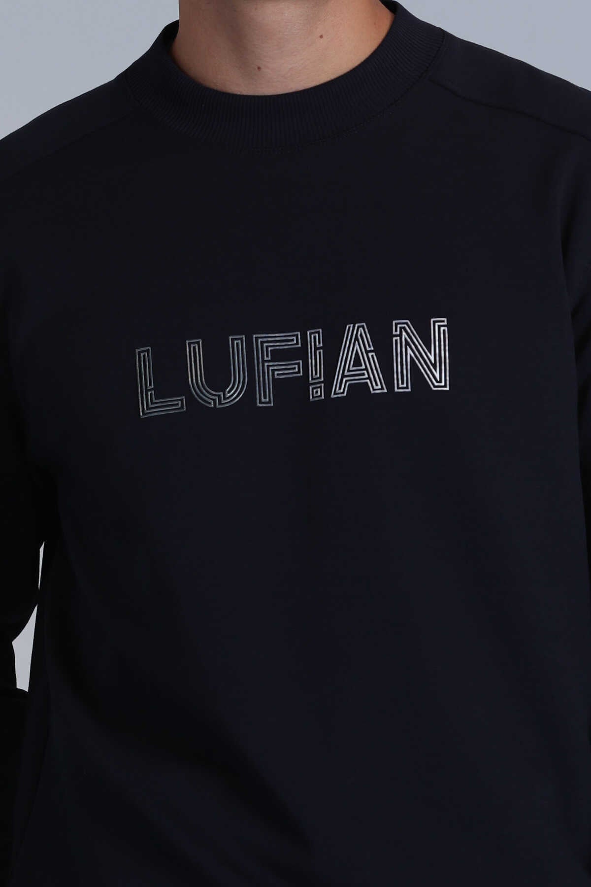 Lufian Pamuklu Regular Fit Örme Logolu Sıfır Yaka Luther Erkek Sweat 112030145 LACİVERT