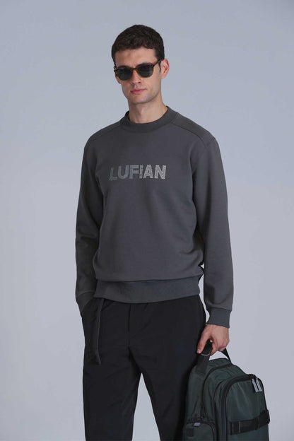 Lufian Pamuklu Regular Fit Örme Logolu Sıfır Yaka Luther Erkek Sweat 112030145 HAKİ