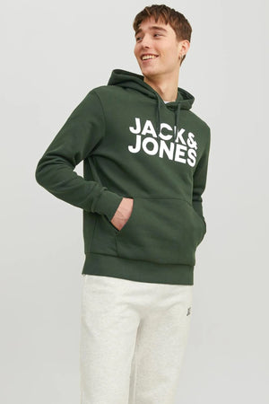 Jack & Jones Jjecorp Regular Fit Kapüşonlu Erkek Sweat 12152840 KOYU YEŞİL