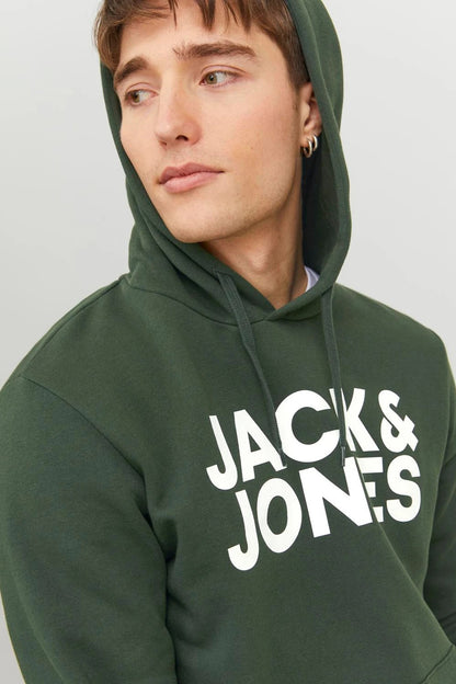 Jack & Jones Jjecorp Regular Fit Kapüşonlu Erkek Sweat 12152840 KOYU YEŞİL