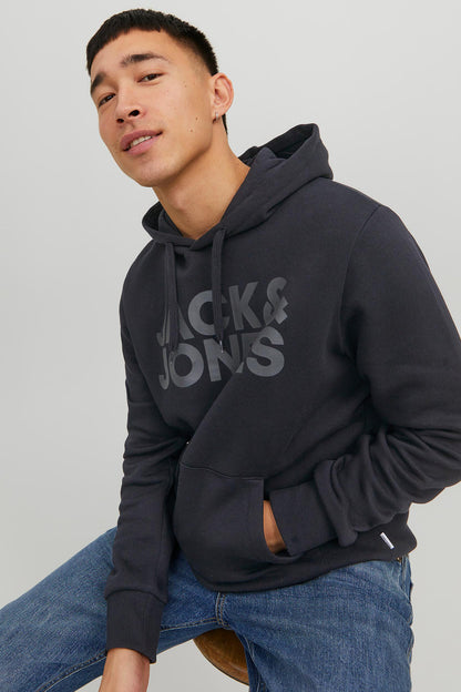 Jack & Jones Jjecorp Regular Fit Kapüşonlu Erkek Sweat 12152840 SİYAH-SİYAH