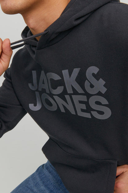 Jack & Jones Jjecorp Regular Fit Kapüşonlu Erkek Sweat 12152840 SİYAH-SİYAH