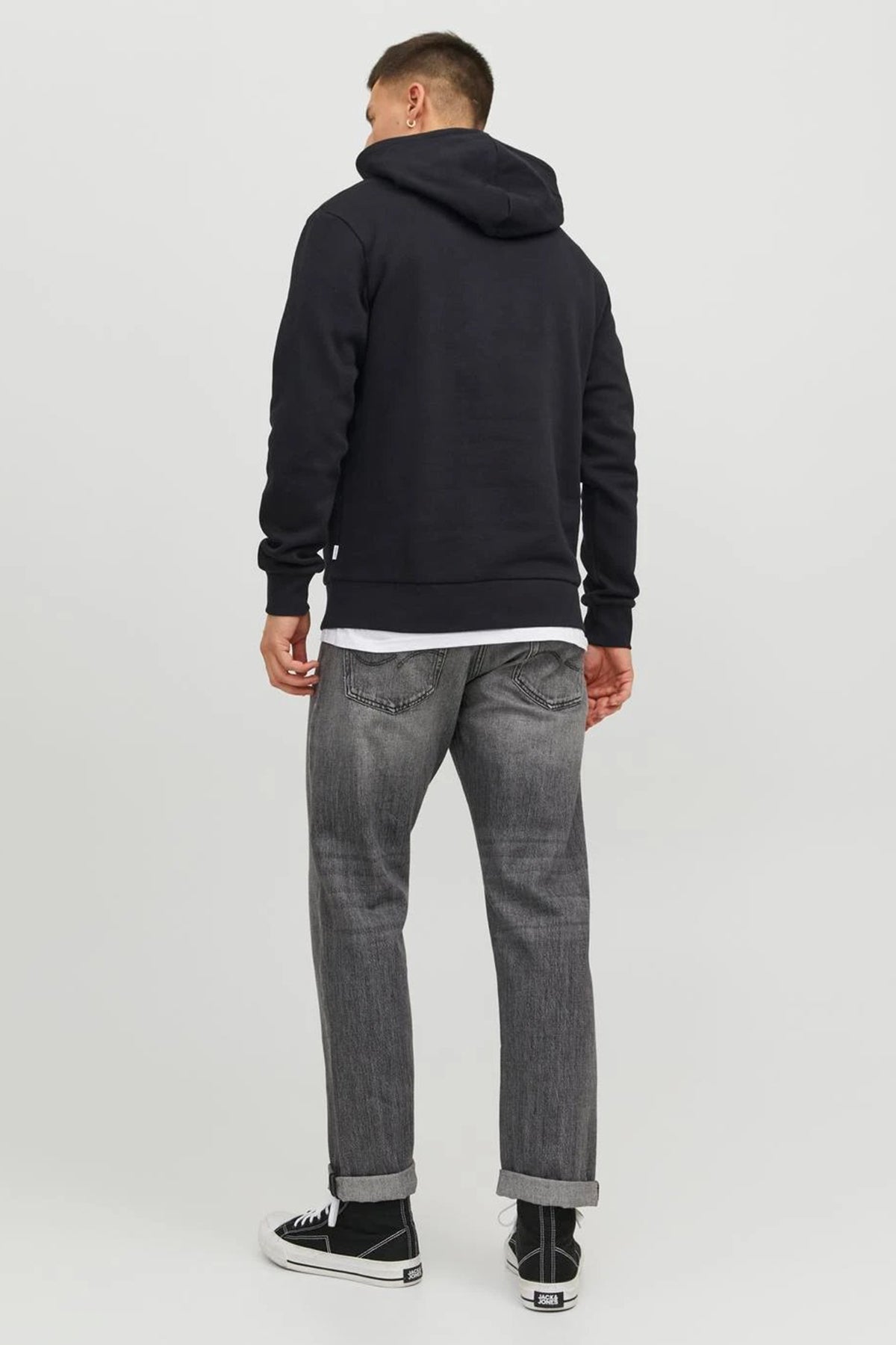 Jack & Jones Essentials Jjecorp Regular Fit Kapüşonlu Erkek Sweat 1223-3599 SİYAH-KIRMIZI