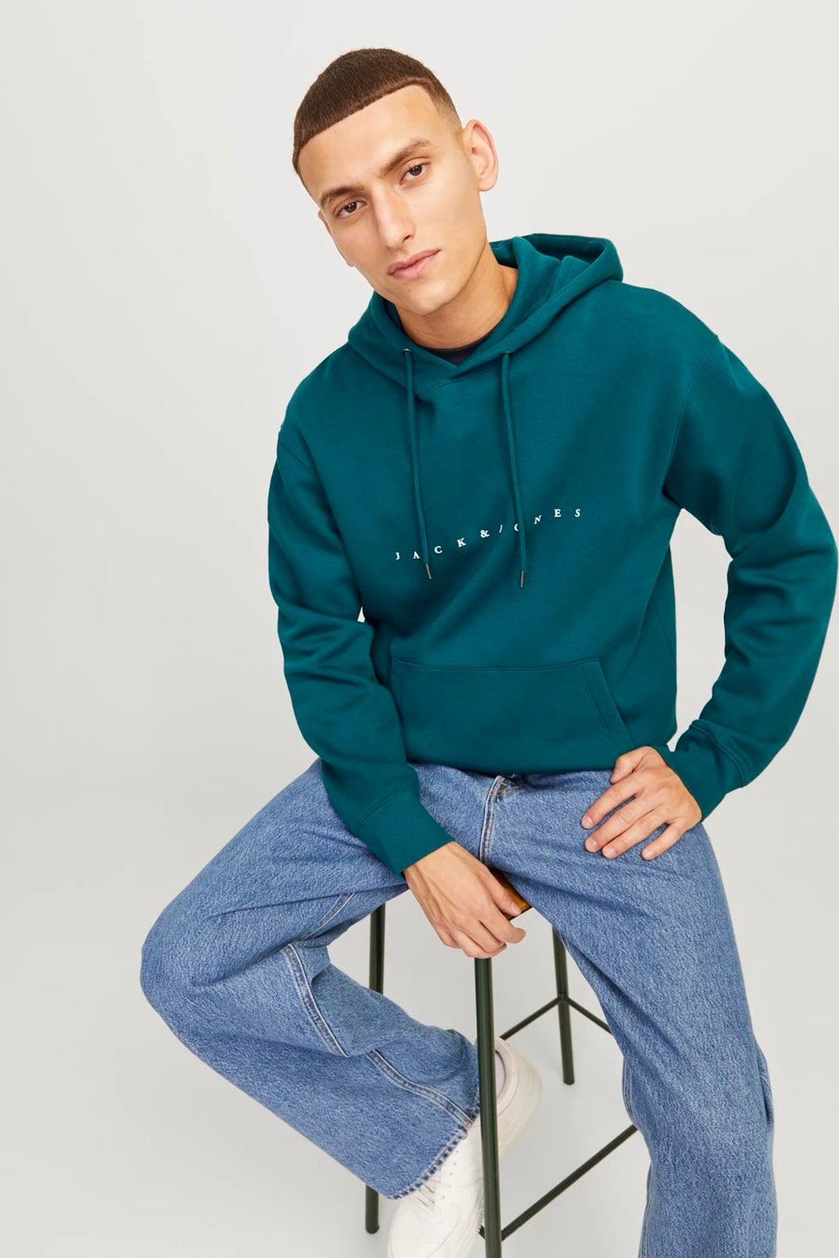 Jack & Jones Essentials Jjestar Kapüşonlu Cepli Relaxed Fit Erkek Sweat 12233972 KOYU YEŞİL