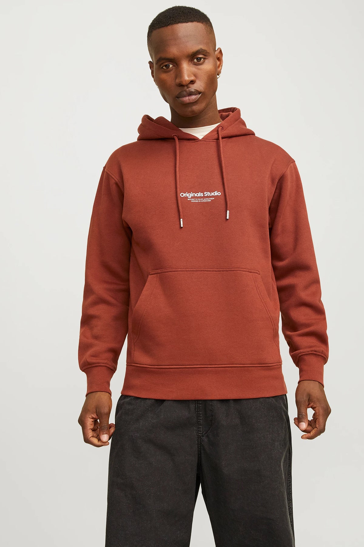 Jack & Jones Originals Jorvesterbro Pamuklu Kapüşonlu Relaxed Fit Erkek Sweat 12241687 KİREMİT