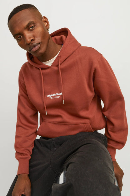 Jack & Jones Originals Jorvesterbro Pamuklu Kapüşonlu Relaxed Fit Erkek Sweat 12241687 KİREMİT