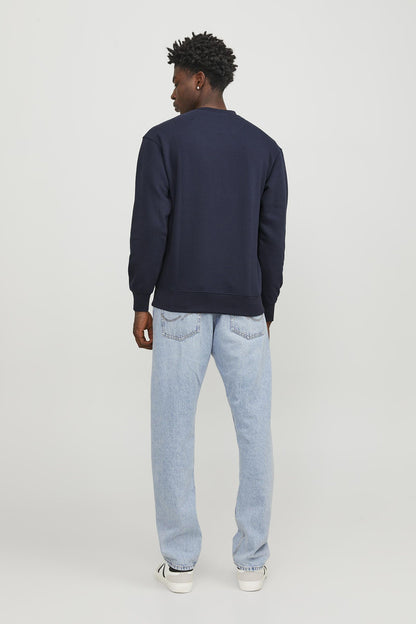 Jack & Jones Originals Jorvesterbro Bisiklet Yaka Relaxed Fit Erkek Sweat 12241694 KOYU LACIVERT