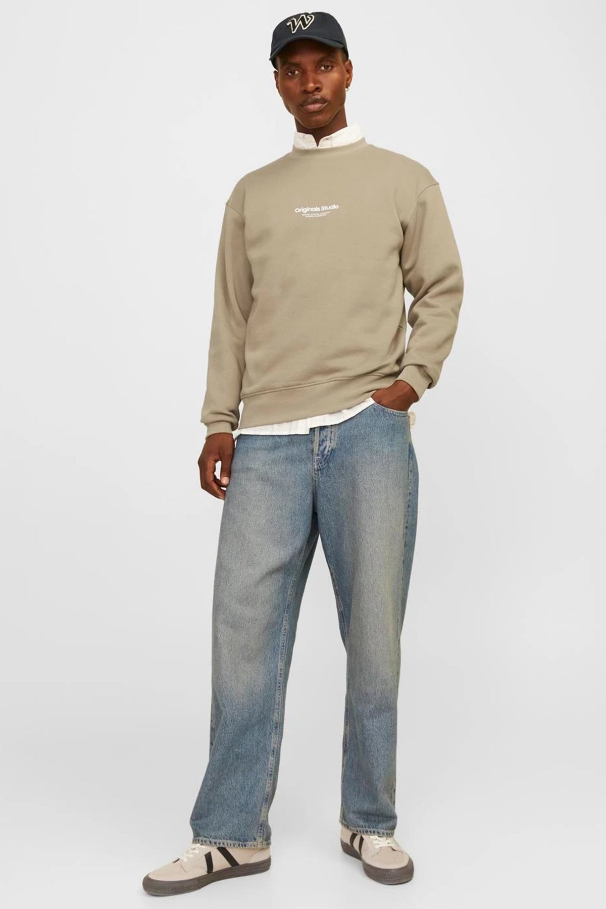 Jack & Jones Originals Jorvesterbro Bisiklet Yaka Relaxed Fit Erkek Sweat 12241694 YAĞ YEŞİLİ