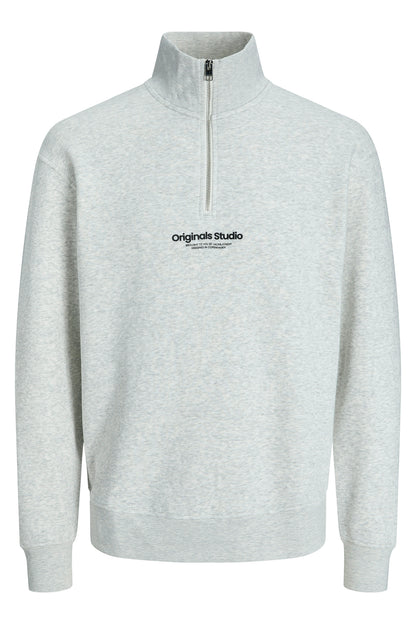 Jack & Jones Originals Jorvesterbro Yarım Fermuarlı Relaxed Fit Erkek Sweat 12241777 AÇIK GRİ