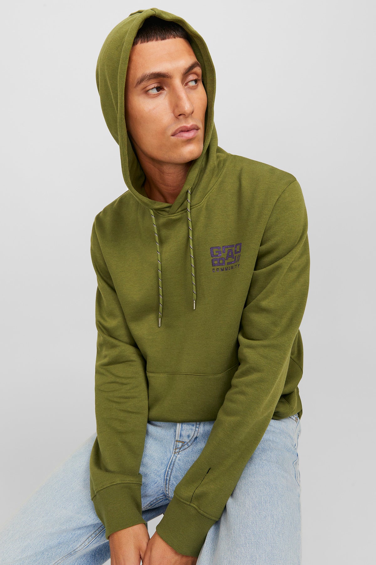 Jack & Jones Core Jcowaffle Kapüşonlu Erkek Sweat 12242225 Olive