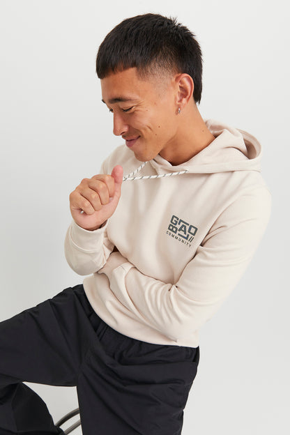 Jack & Jones Core Jcowaffle Kapüşonlu Erkek Sweat 12242225 AÇIK BEJ