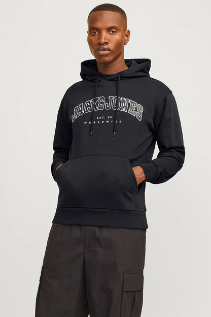 Jack & Jones Essentials Jjecaleb Pamuklu Relaxed Fit Kapüşonlu Erkek Sweat 12256521 SİYAH