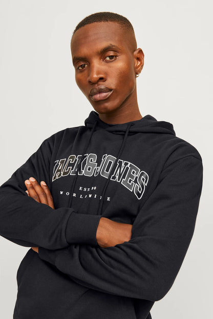 Jack & Jones Essentials Jjecaleb Pamuklu Relaxed Fit Kapüşonlu Erkek Sweat 12256521 SİYAH