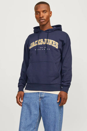 Jack & Jones Essentials Jjecaleb Pamuklu Relaxed Fit Kapüşonlu Erkek Sweat 12256521 LACİVERT