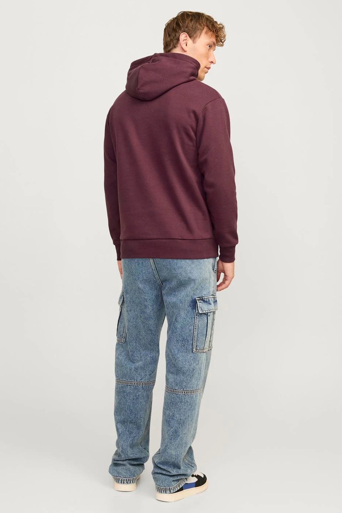 Jack & Jones Essentials Jjecaleb Pamuklu Relaxed Fit Kapüşonlu Erkek Sweat 12256521 BORDO