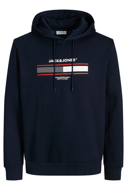 Jack & Jones Jjsouth Baskılı Pamuklu Regular Fit Kapüşonlu Erkek Sweat 12256820 LACİVERT