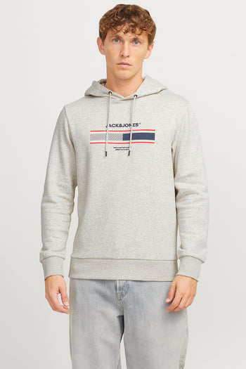 Jack & Jones Jjsouth Baskılı Pamuklu Regular Fit Kapüşonlu Erkek Sweat 12256820 AÇIK GRİ