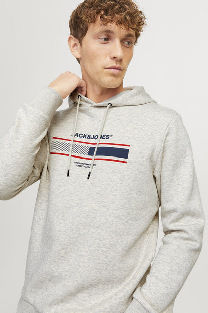 Jack & Jones Jjsouth Baskılı Pamuklu Regular Fit Kapüşonlu Erkek Sweat 12256820 AÇIK GRİ