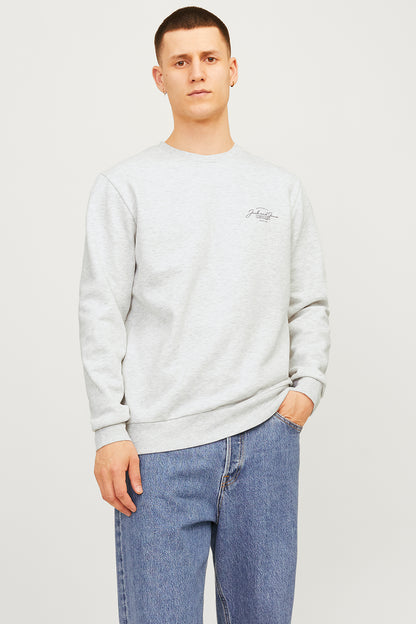 Jack & Jones Jjferris Pamuk Karışımlı Regular Fit Bisiklet Yaka Erkek Sweat 12256837 AÇIK GRİ