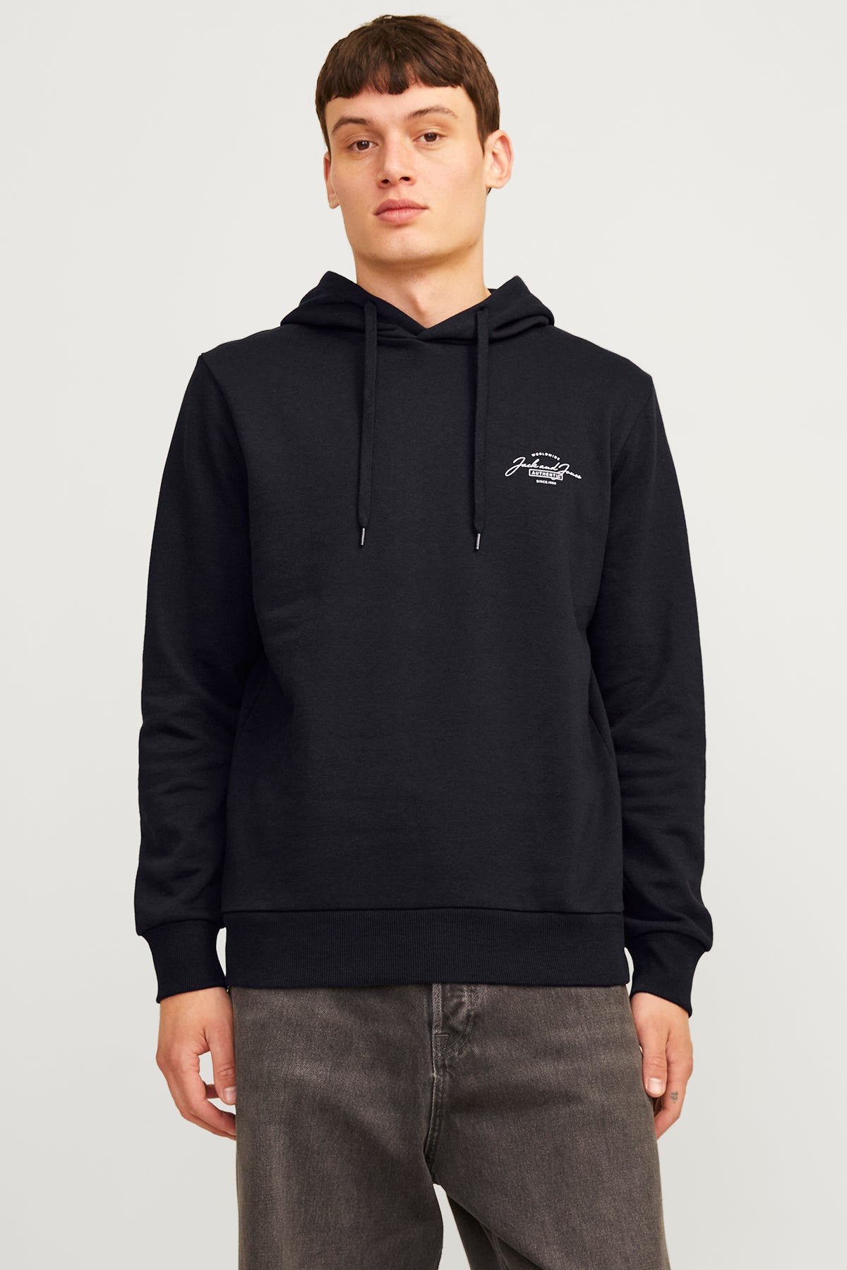 Jack & Jones Jjferris Pamuk Karışımlı Regular Fit Kapüşonlu Erkek Sweat 12256838 SİYAH