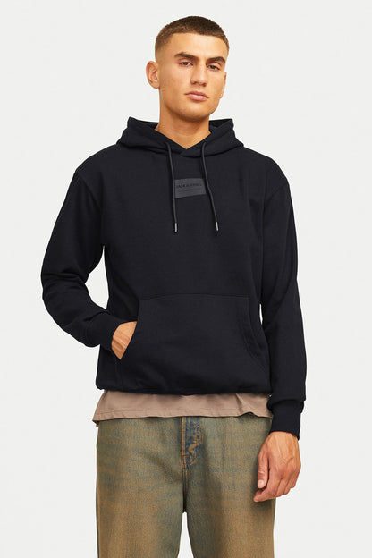 Jack & Jones Jjhakkai Pamuklu Relaxed Fit Kapüşonlu Erkek Sweat 12256841 SİYAH