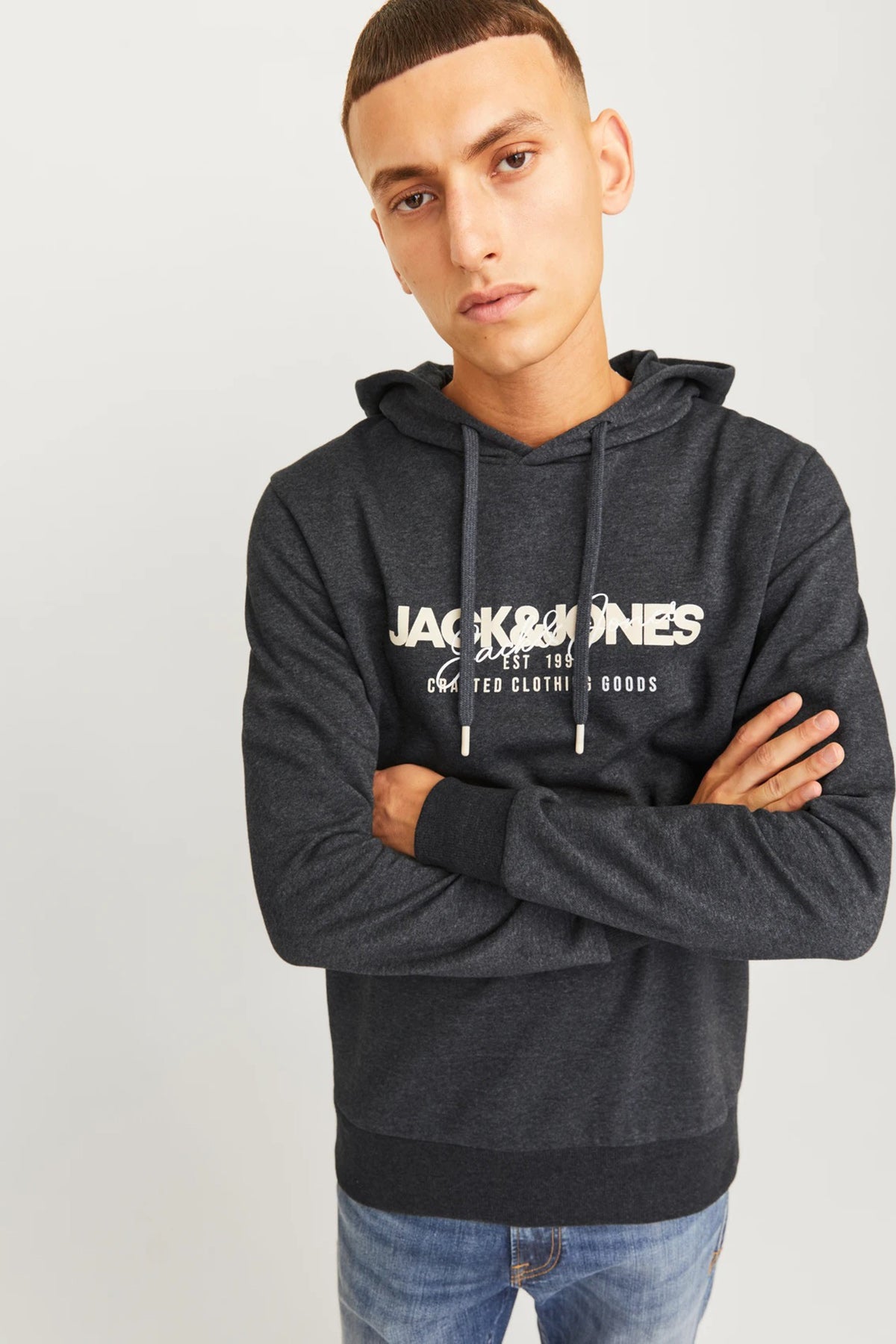 Jack & Jones Jjalvis Pamuklu Relaxed Fit Kapüşonlu Yaka Erkek Sweat 12256848 SİYAH