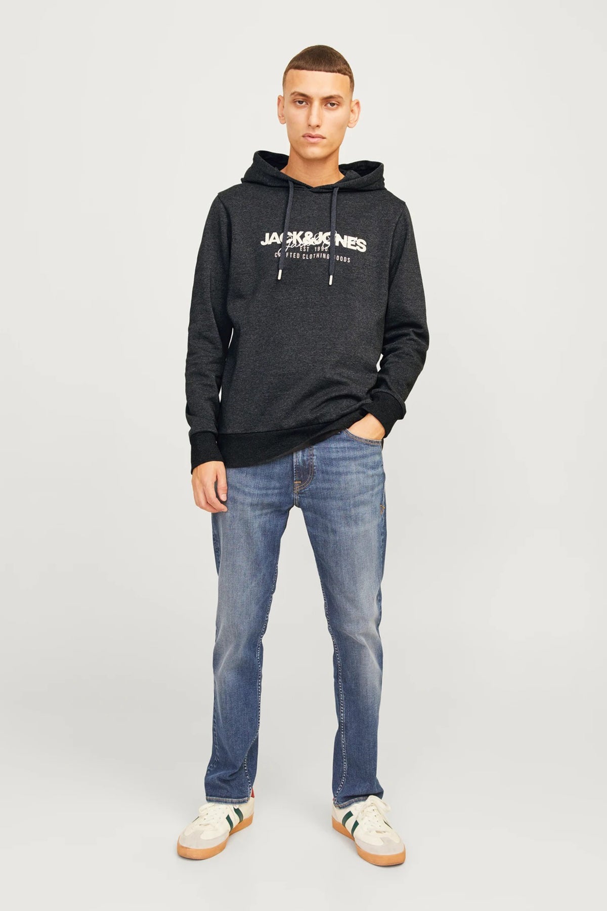 Jack & Jones Jjalvis Pamuklu Relaxed Fit Kapüşonlu Yaka Erkek Sweat 12256848 SİYAH