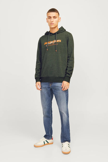 Jack & Jones Jjalvis Pamuklu Relaxed Fit Kapüşonlu Yaka Erkek Sweat 12256848 YEŞİL