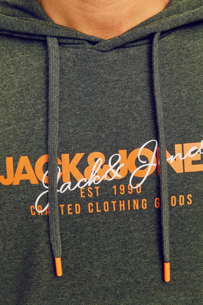 Jack & Jones Jjalvis Pamuklu Relaxed Fit Kapüşonlu Yaka Erkek Sweat 12256848 YEŞİL