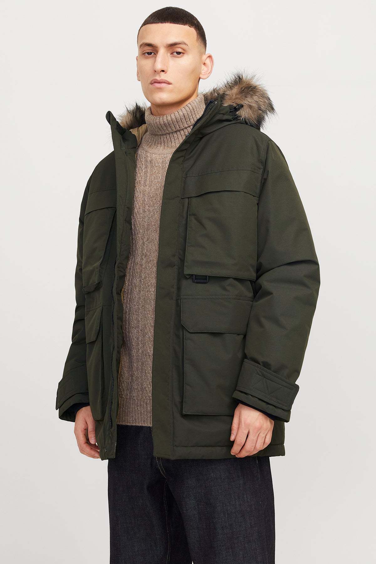 Jack & Jones Jjstar Regular Fit Rüzgara Dayanıklı Kapüşonlu Erkek Parka 12256892 HAKİ