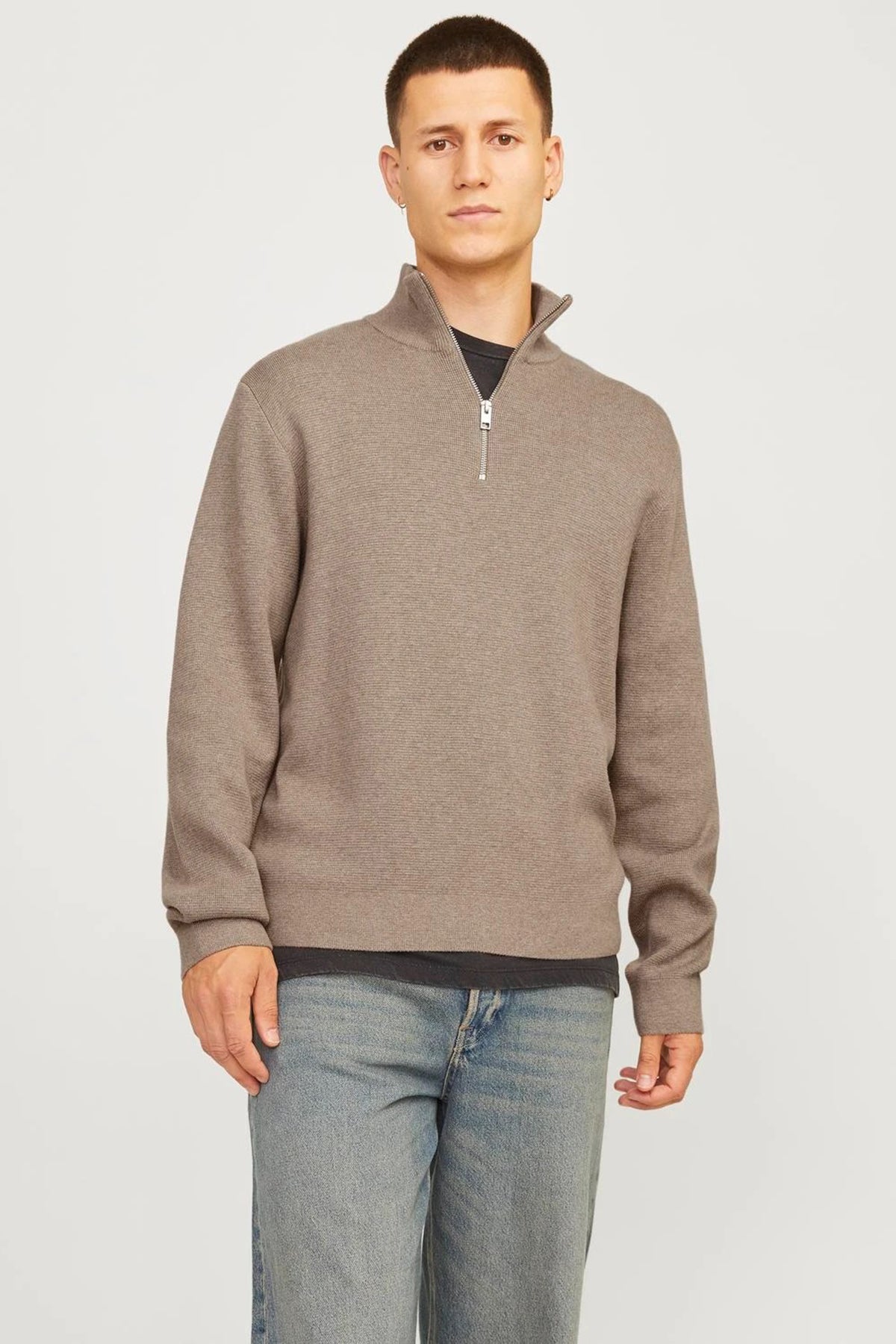 Jack & Jones Premium Jprccmılano% 100 Pamuk Relaxed Fit Dik Yaka Erkek Kazak 12259664 BEJ