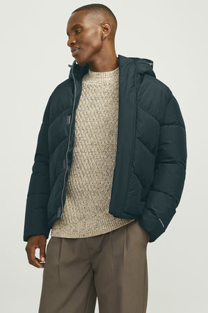 Jack & Jones Jjworld Logolu Regular Fit Kapüşonlu Şişme Erkek Mont 12259850 PETROL