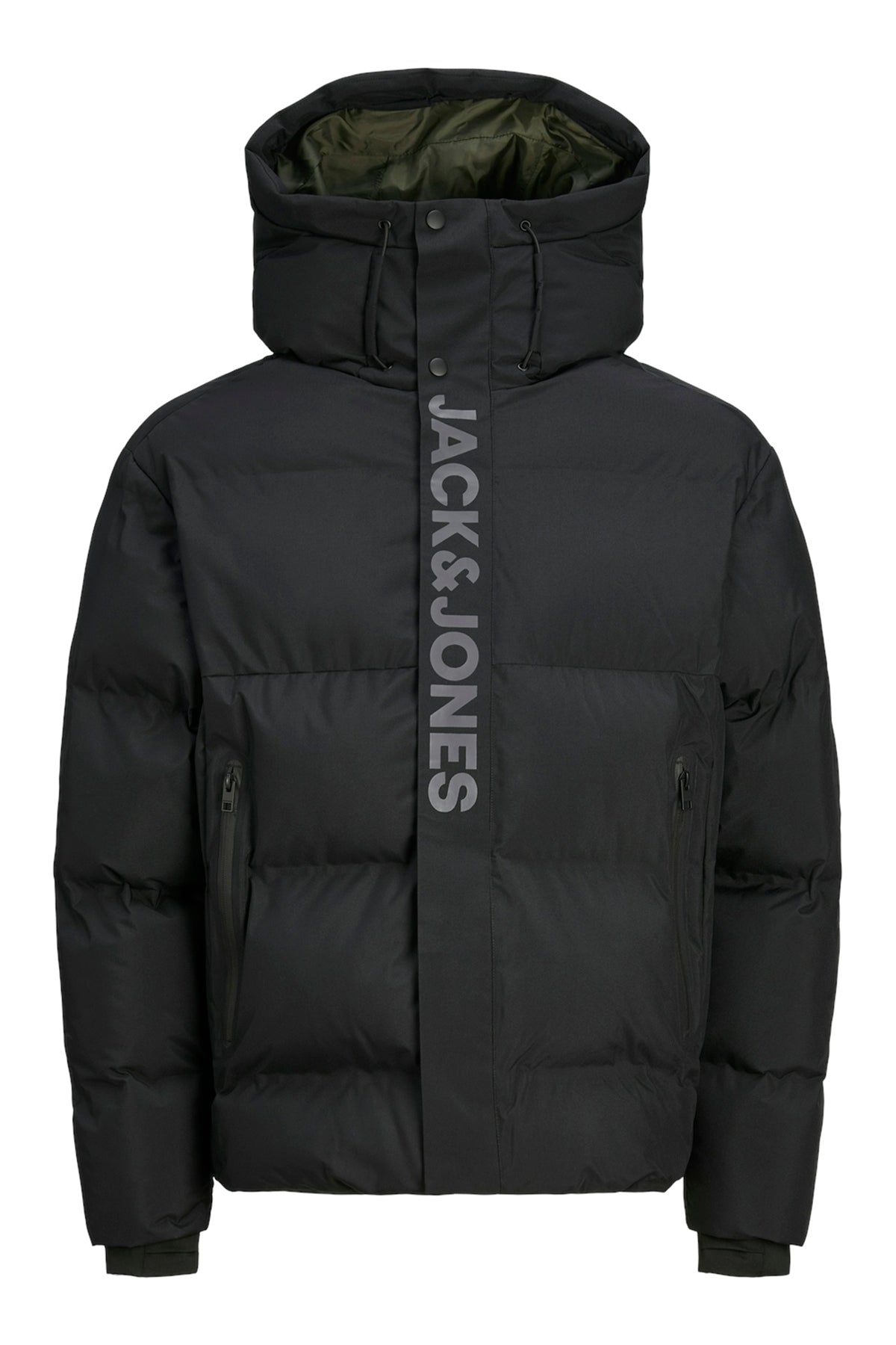 Jack & Jones Core Jcoalpha Regular Fit Kapüşonlu Dik Yaka Şişme Erkek Mont 12261971 SİYAH-YEŞİL