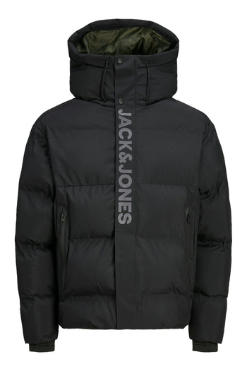 Jack & Jones Core Jcoalpha Regular Fit Kapüşonlu Dik Yaka Şişme Erkek Mont 12261971 SİYAH-YEŞİL