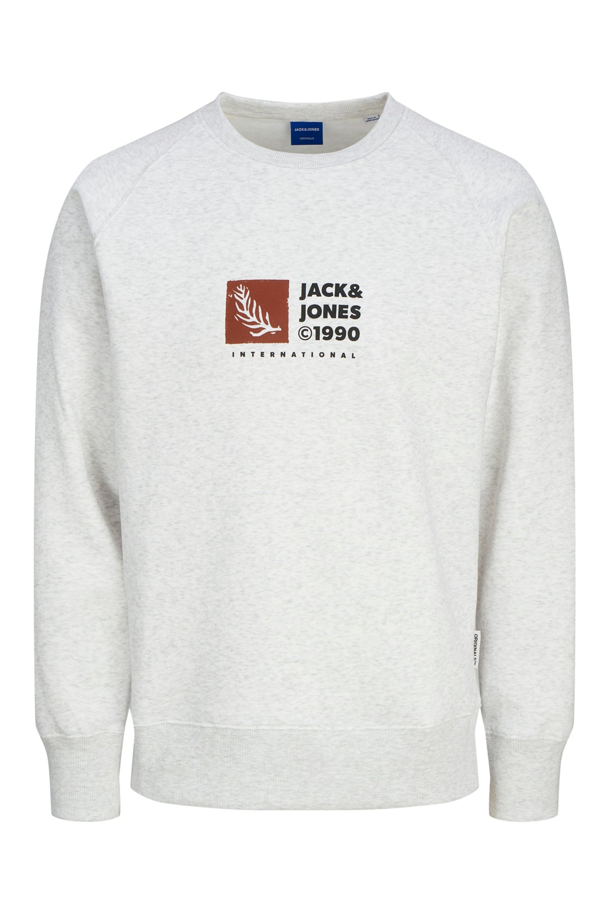 Jack & Jones Originals Jorportland Pamuklu Regular Fit Sıfır Yaka Erkek Sweat 12262958 AÇIK GRİ